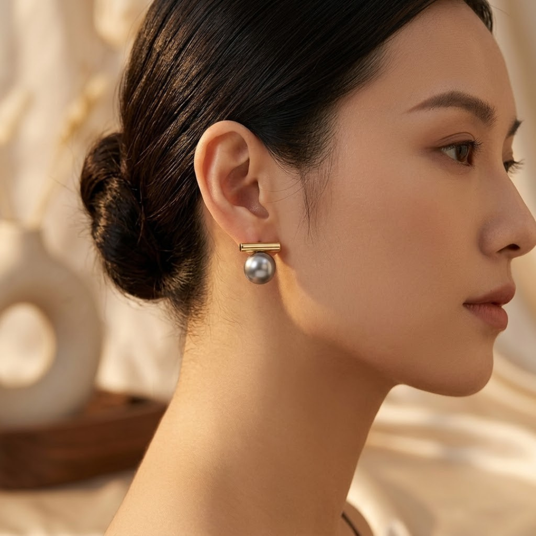 Pendientes Barra de Perla en Oro