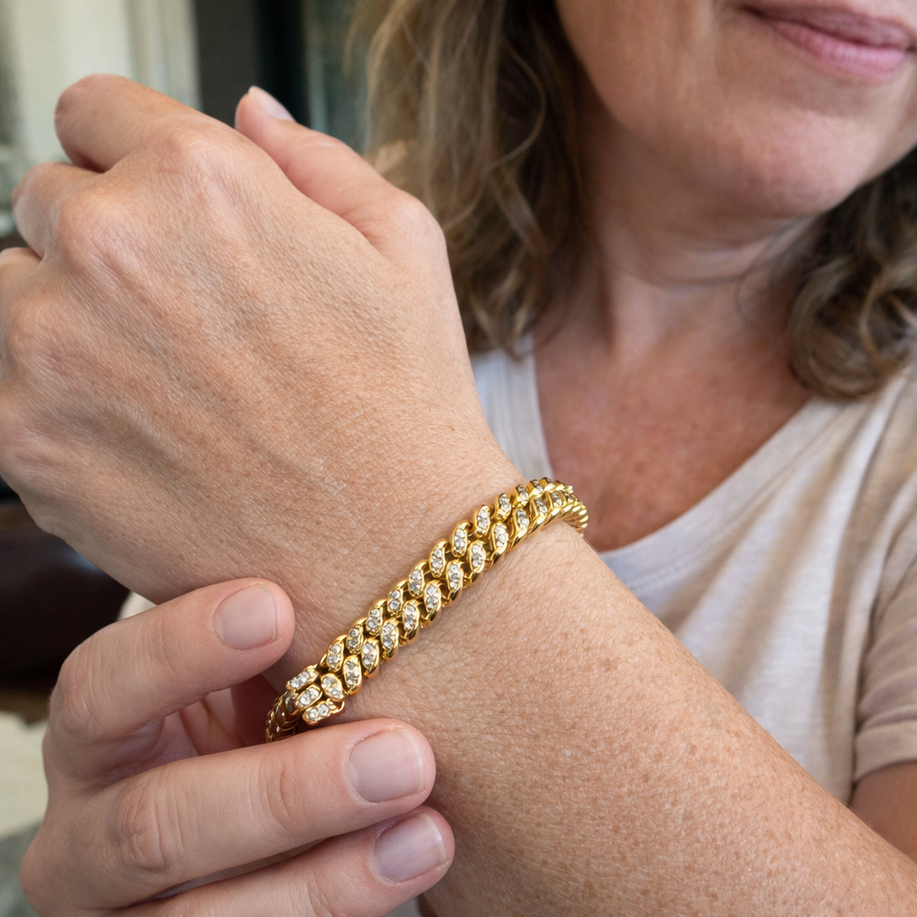 Pulsera Tennis Hoja Perenne | Oro