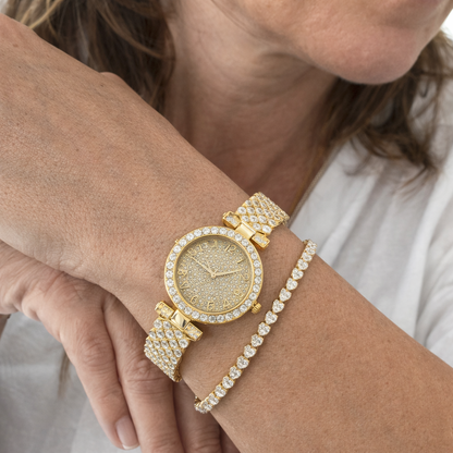 Set de Reloj y Pulsera Lujo Radiante | Oro