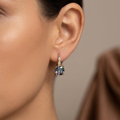 Aretes de Argolla con Piedra Mística | Oro