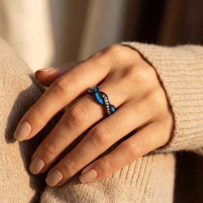 Anillo de Incrustación Trenzada en Plata