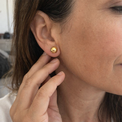 Aretes de Botón Bola de Puerto | Oro