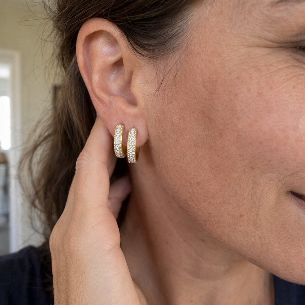 Aretes de Argolla Pavé Ícono | Oro
