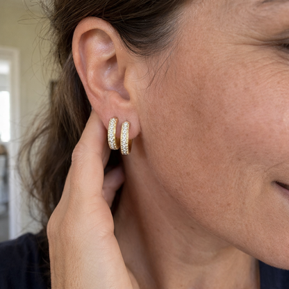 Aretes de Argolla Pavé Ícono | Oro