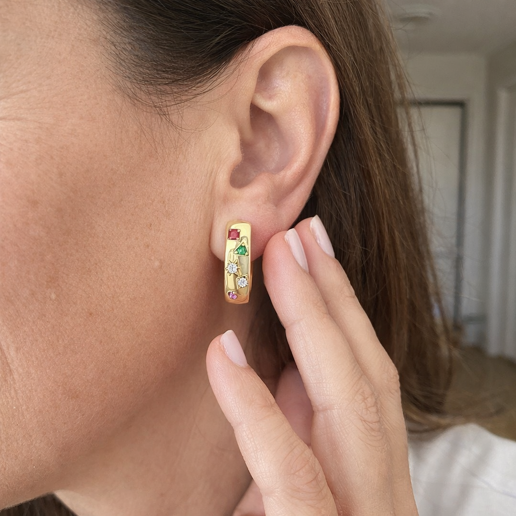 Aretes de Argolla Ola de Color | Oro