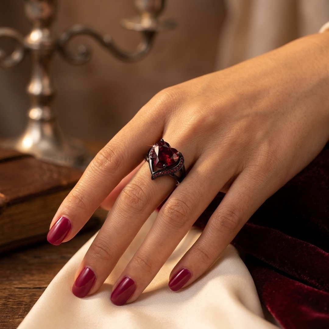 Anillo Corazón de Rubí en Plata