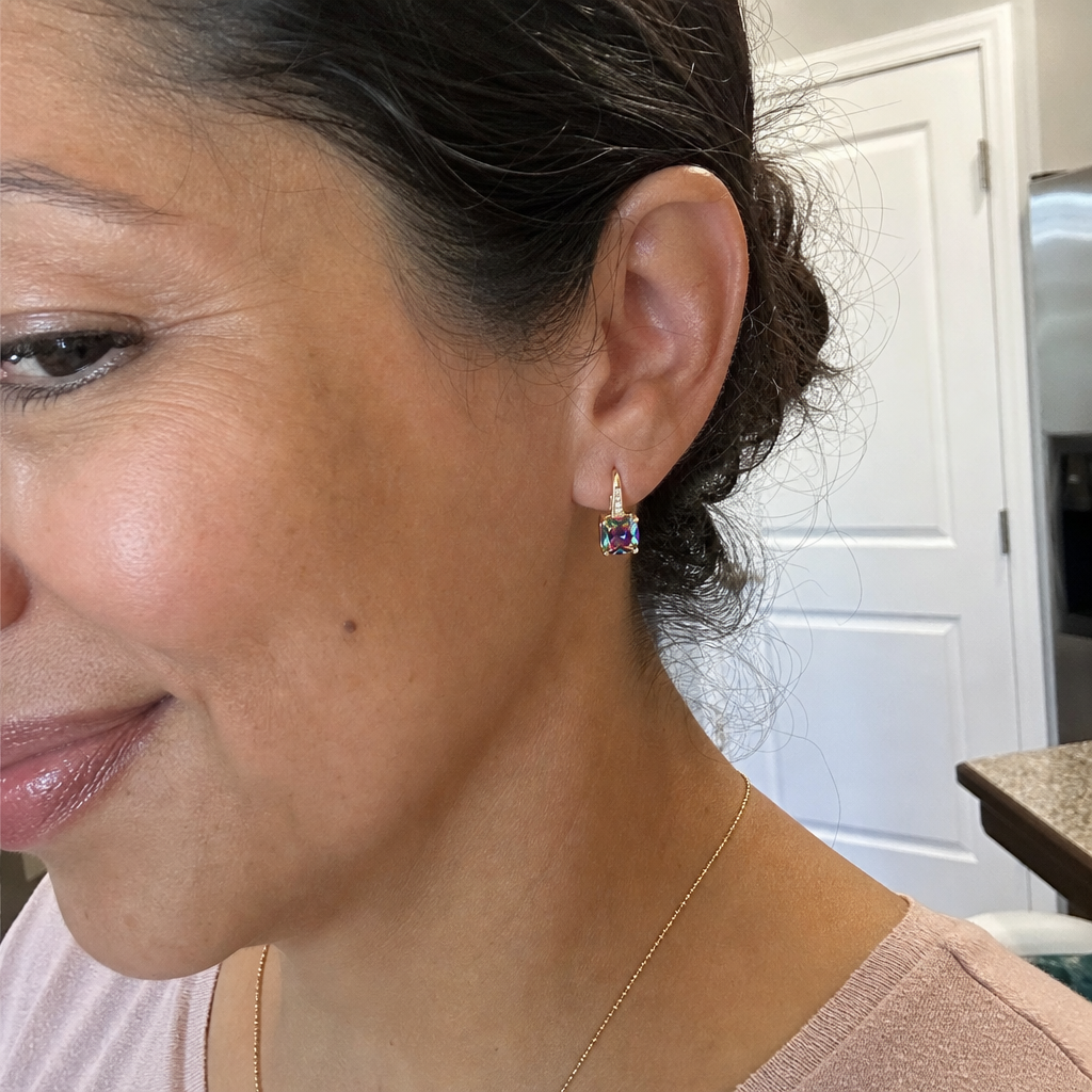 Aretes de Argolla con Piedra Mística