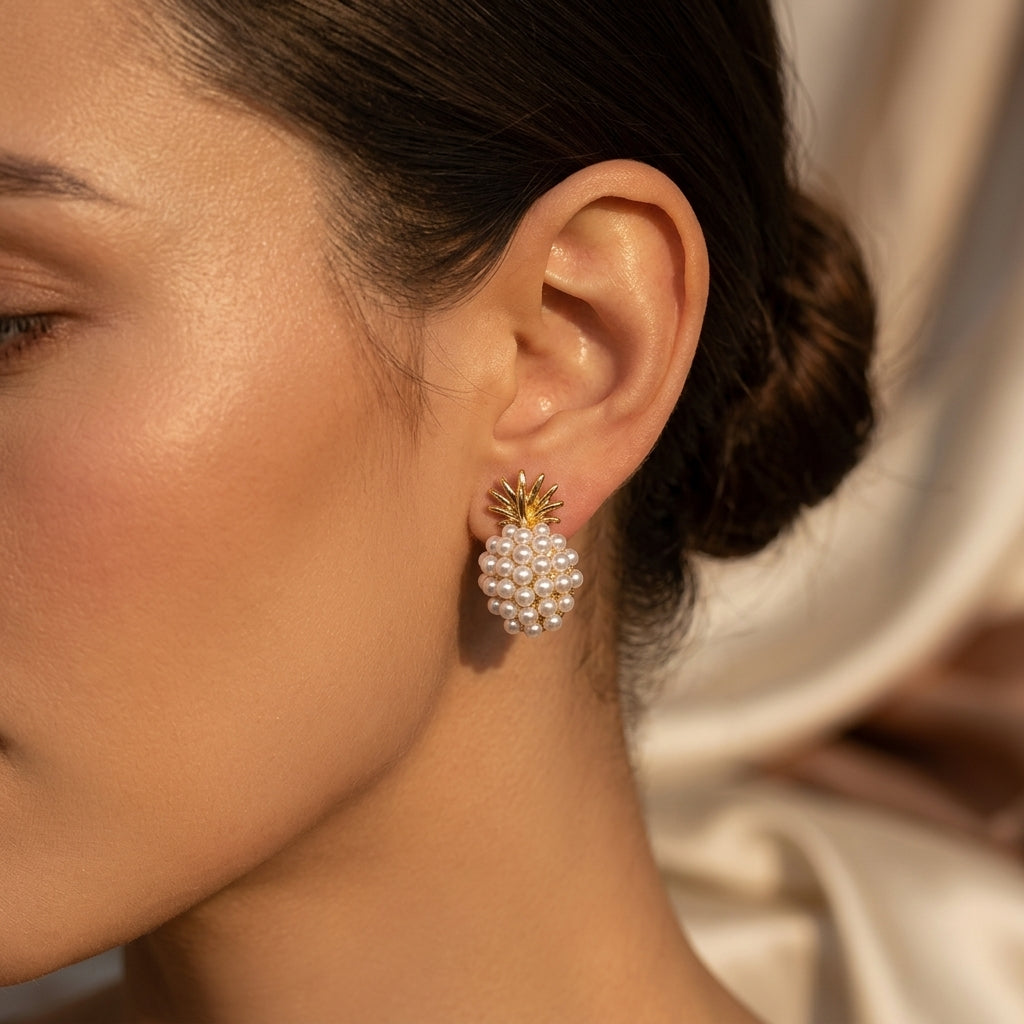 Pendientes Racimo de Perla en Oro