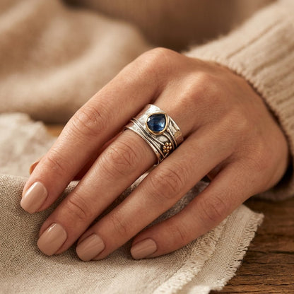 Anillo Acento Engaste Plata y Oro