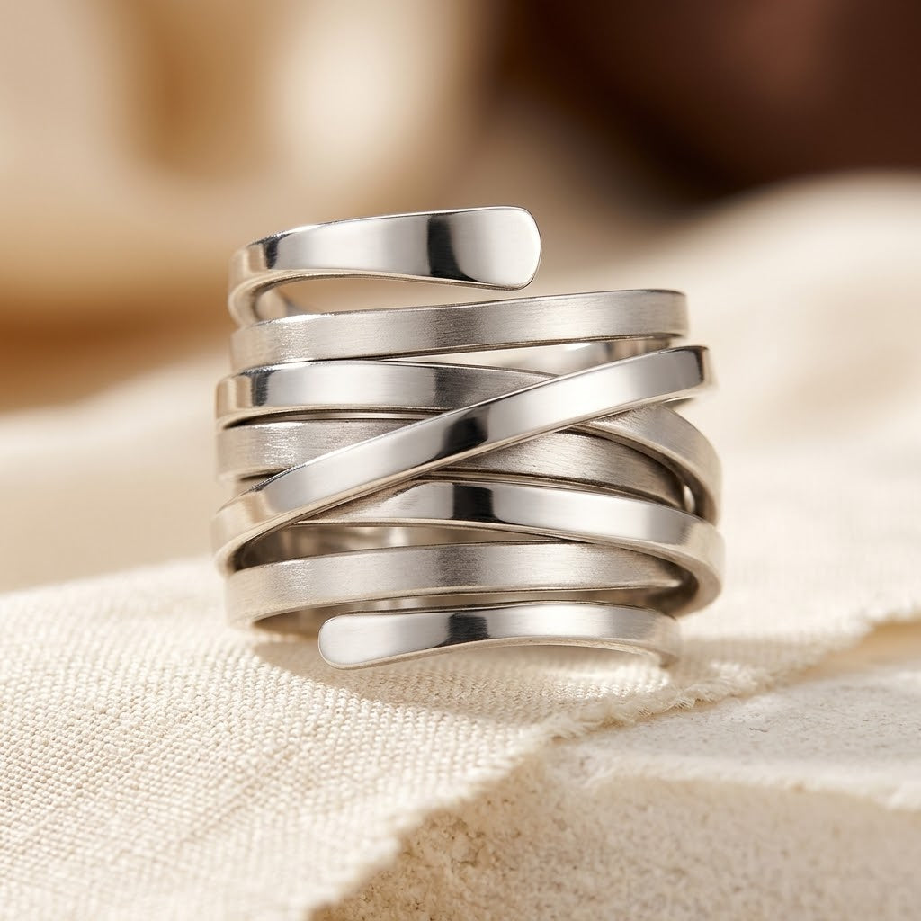 Anillo Envuelto Multibanda en Plata