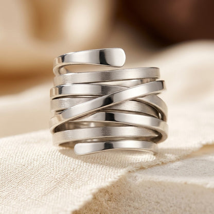 Anillo Envuelto Multibanda en Plata