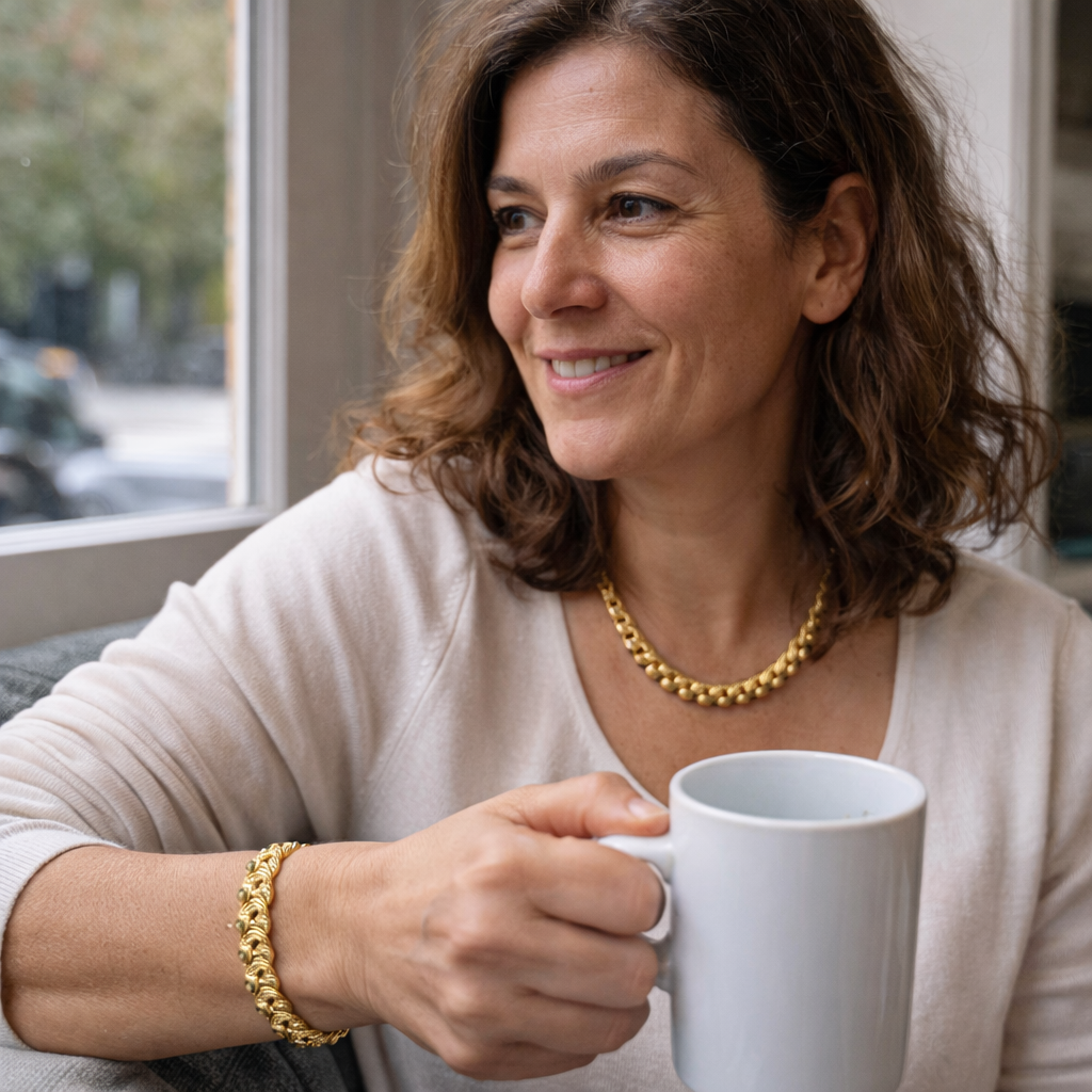 Pulsera Lirio con Onda Ornamentada | Oro