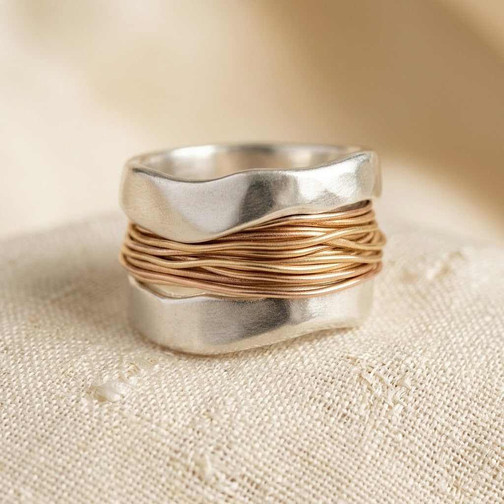 Anillo Envuelto Plata y Oro
