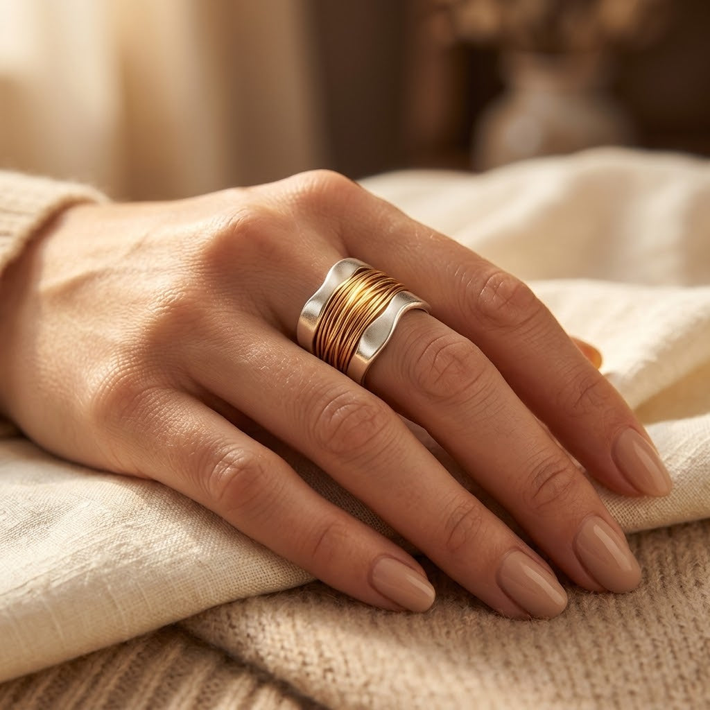 Anillo Envuelto Plata y Oro