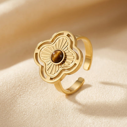 Anillo Abierto Floral en Oro