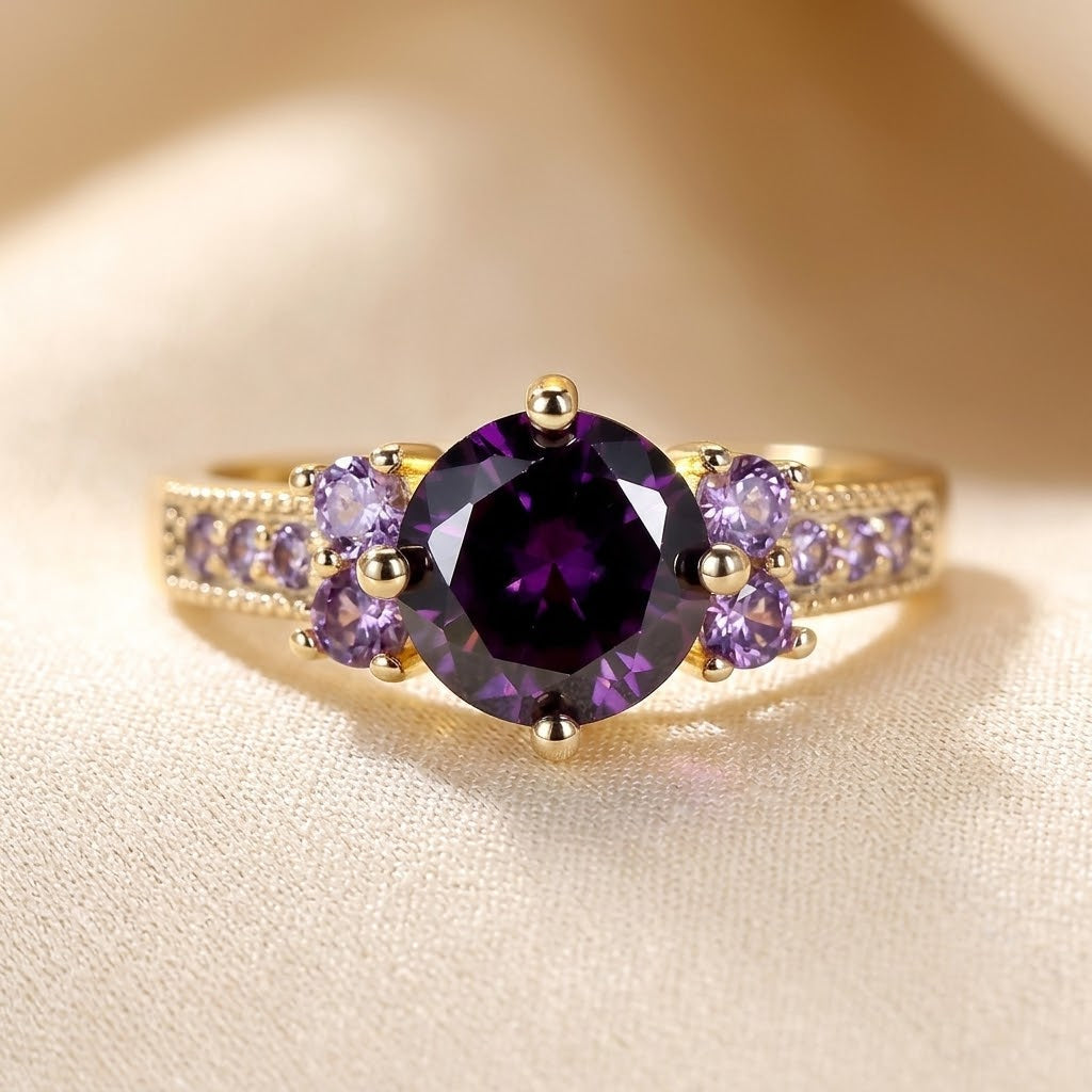 Anillo Acento de Amatista en Oro