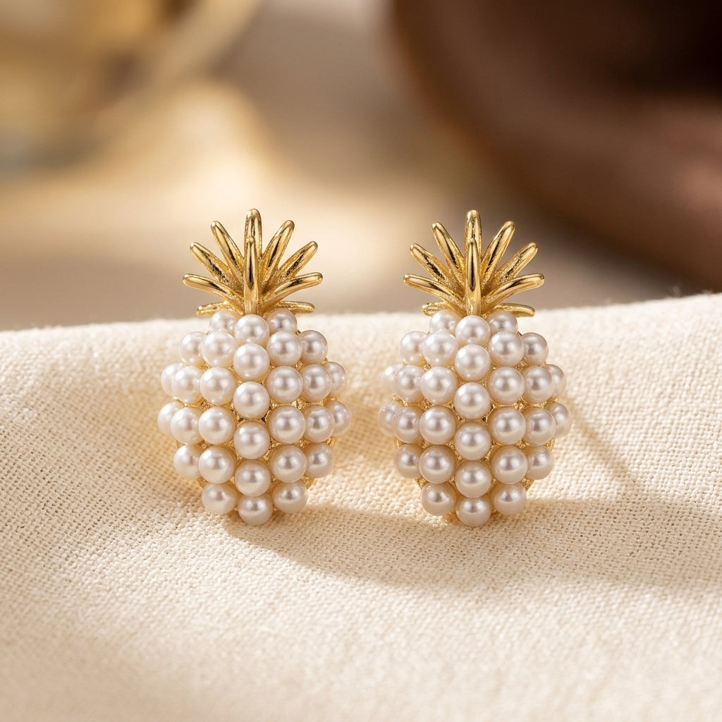Pendientes Racimo de Perla en Oro