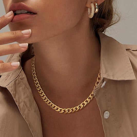 Collar de Eslabón Cubano Grueso | Oro