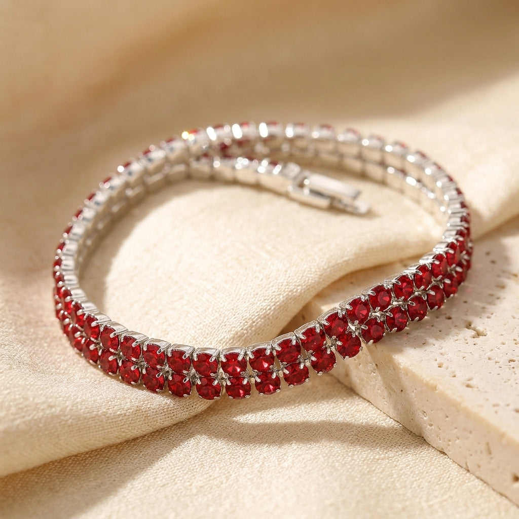 Pulsera Tenis de Rubí en Plata