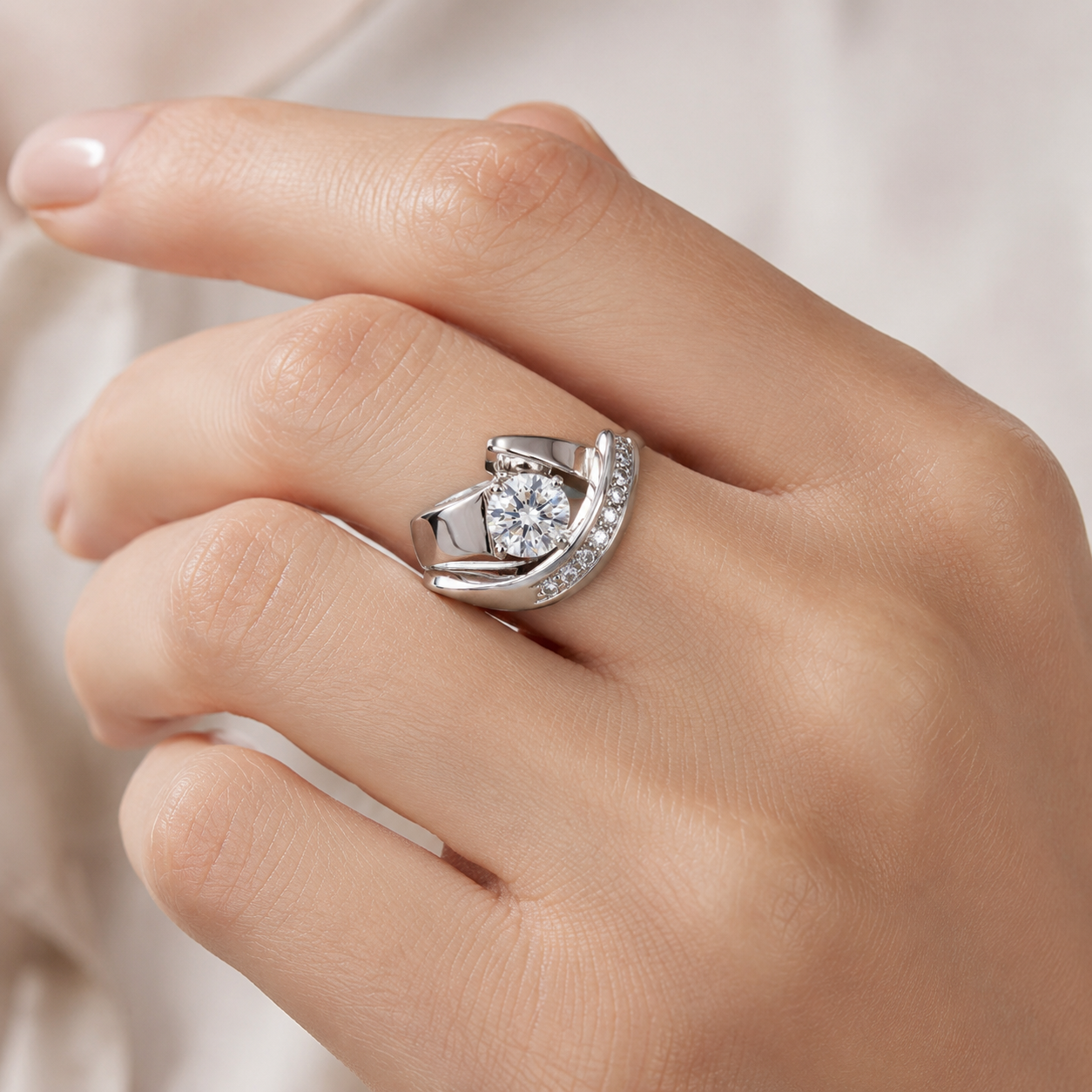 Anillo de Zirconia Oro y Plata Irregular Antiguo | Oro Mixto