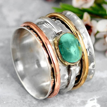 Anillo Acento Engaste Plata, Oro y Oro Rosa