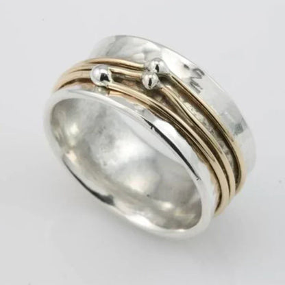 Anillo de Plata en Capas Doradas Estilo Vintage | Oro Mixto