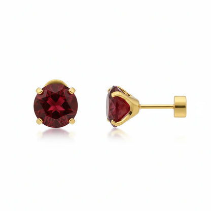 Aretes Stud Redondos de Rubí | Oro