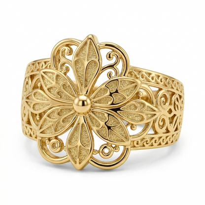 Anillo de Flor Estilo Vintage | Oro