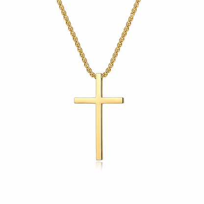 Collar de Cruz con Bisel | Oro