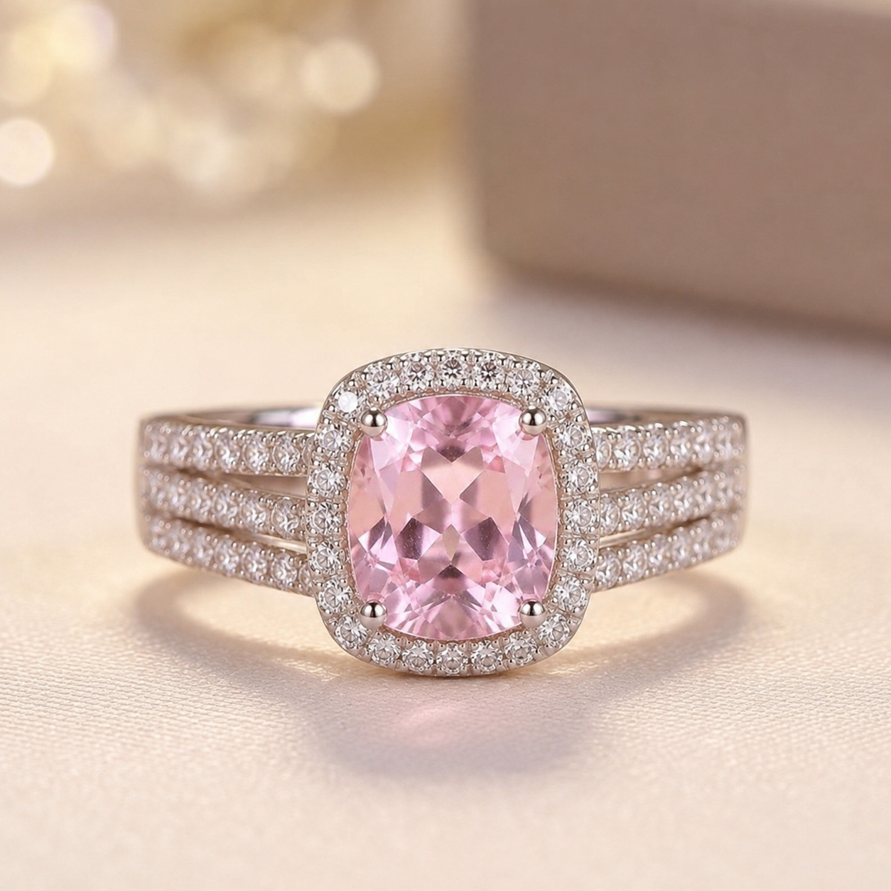 Anillo Halo de Amatista en Oro