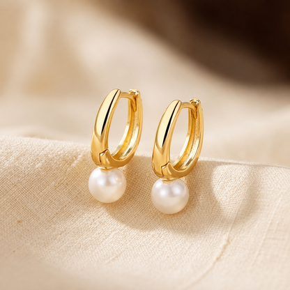 Pendientes Aro de Perla en Oro