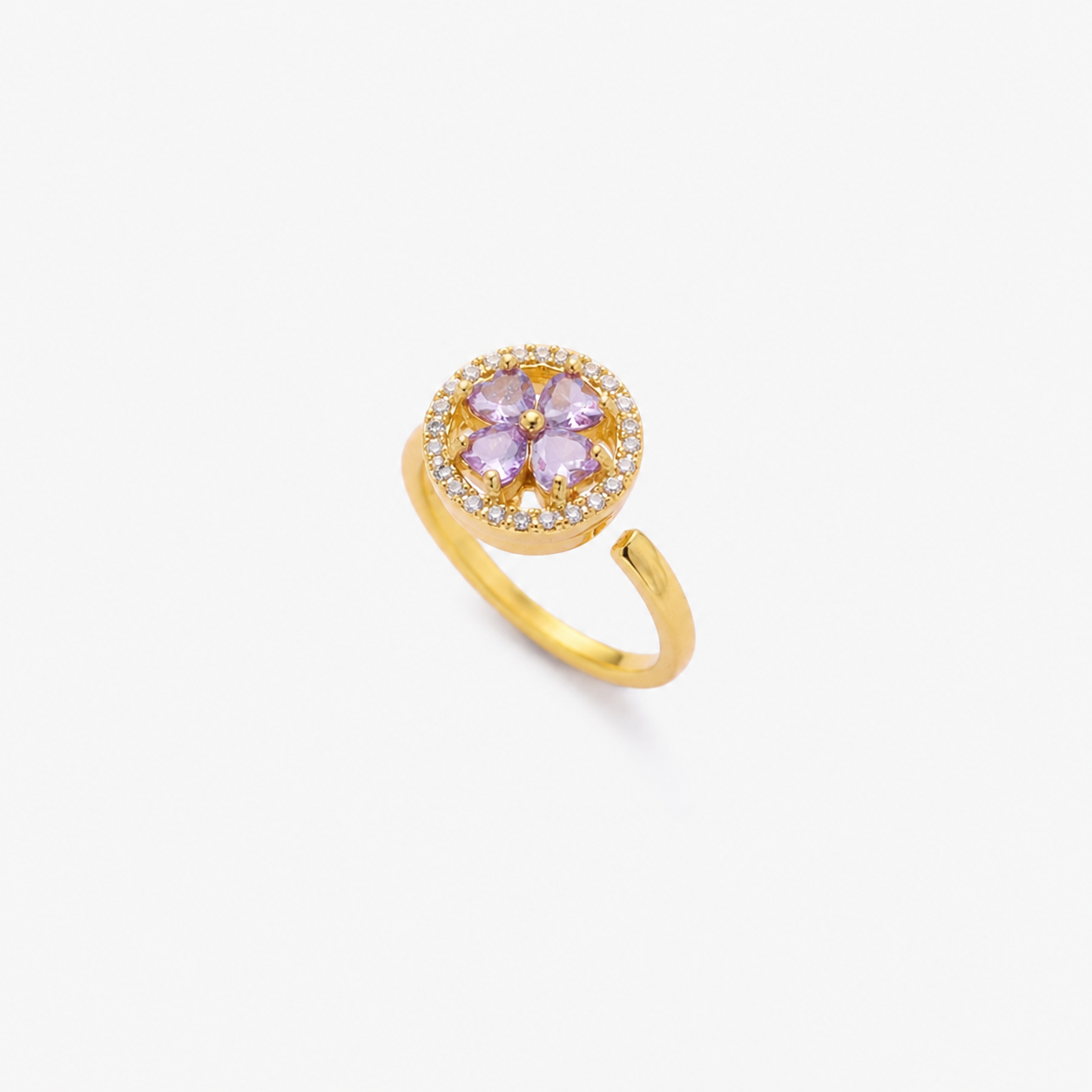 Anillo Floral de Zafiro en Oro