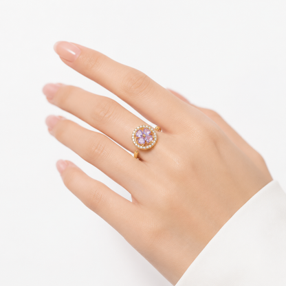 Anillo Floral de Zafiro en Oro