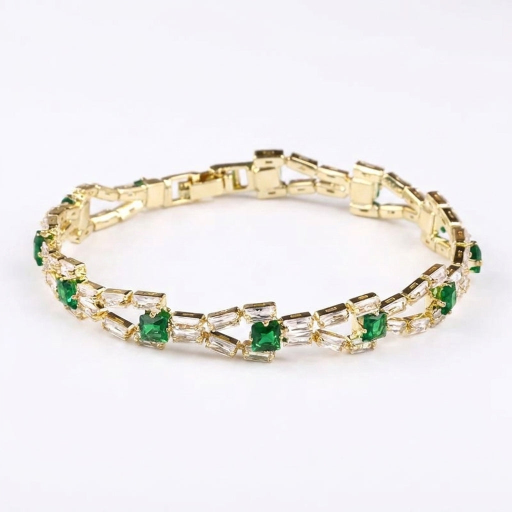 Verde Link Pulsera Tennis | Oro