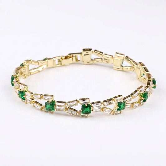 Verde Link Pulsera Tennis | Oro