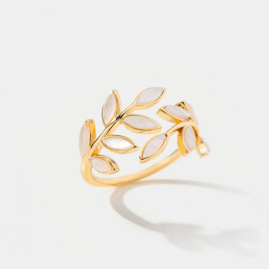 Neraya Anillo Abierto de Hoja Delicada | Oro