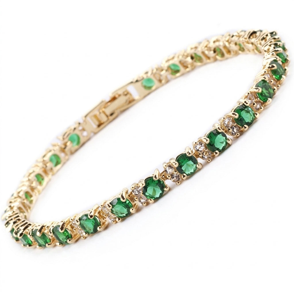 Pulsera Tennis Trío de Esmeraldas | Oro