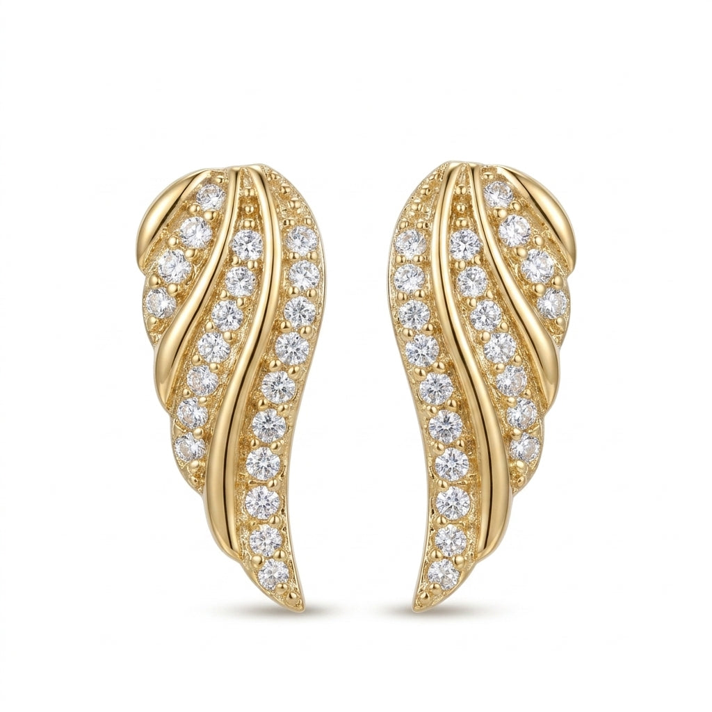 Aretes Pavé de Hoja Moderna | Oro