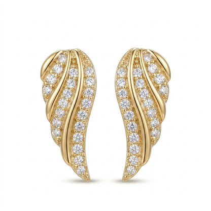 Aretes Pavé de Hoja Moderna | Oro