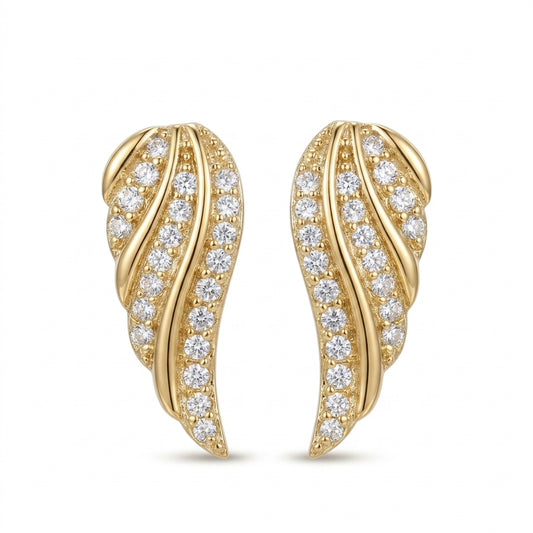 Aretes Pavé de Hoja Moderna | Oro