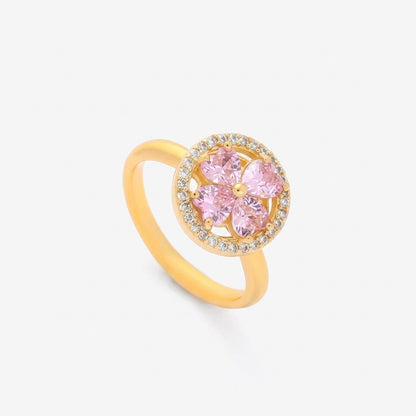 Anillo Giratorio Floración de Corazón Rosa | Oro