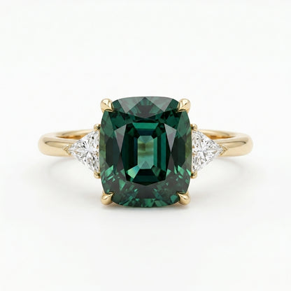 Anillo de Piedra Verde Estilo Vintage | Oro