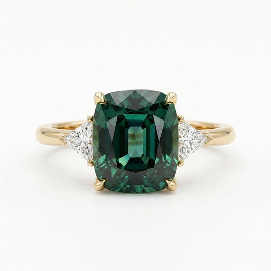 Anillo de Piedra Verde Estilo Vintage | Oro