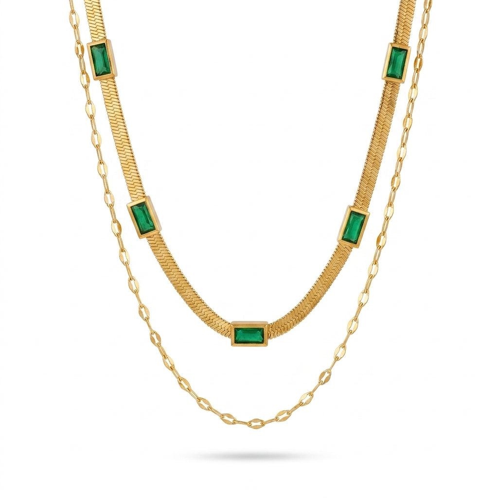 Sorella Gem Collar Retro de Doble Capa | Oro