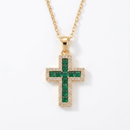 Solene Collar con Dije de Cruz de Esmeralda | Oro