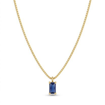 Collar con Dije de Zafiro Minimalista | Oro Blanco
