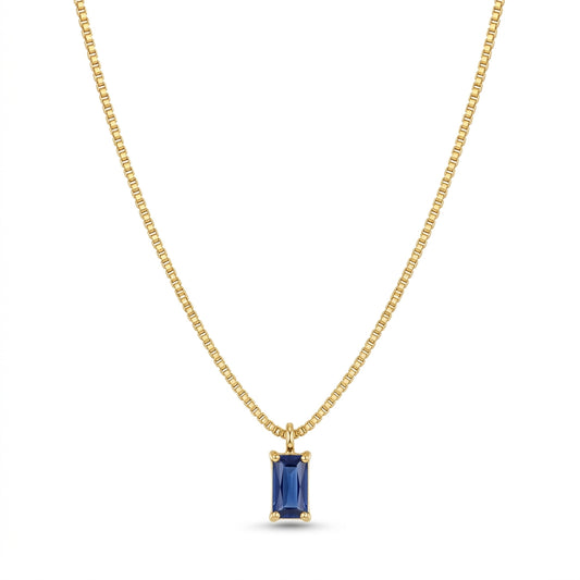 Collar con Dije de Zafiro Minimalista | Oro Blanco