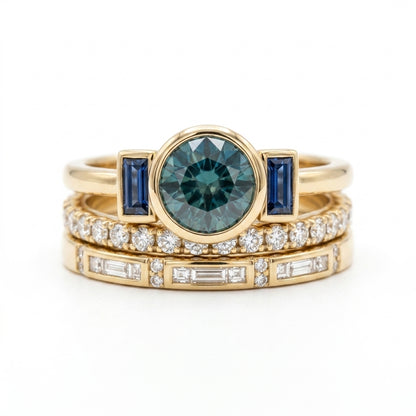 Set de Anillos Azul Elegante Antiguo | Oro
