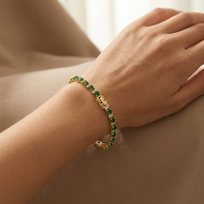 Pulsera Tennis Trío de Esmeraldas | Oro