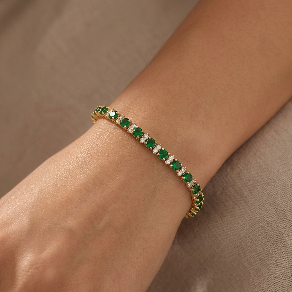 Pulsera Tennis Trío de Esmeraldas | Oro